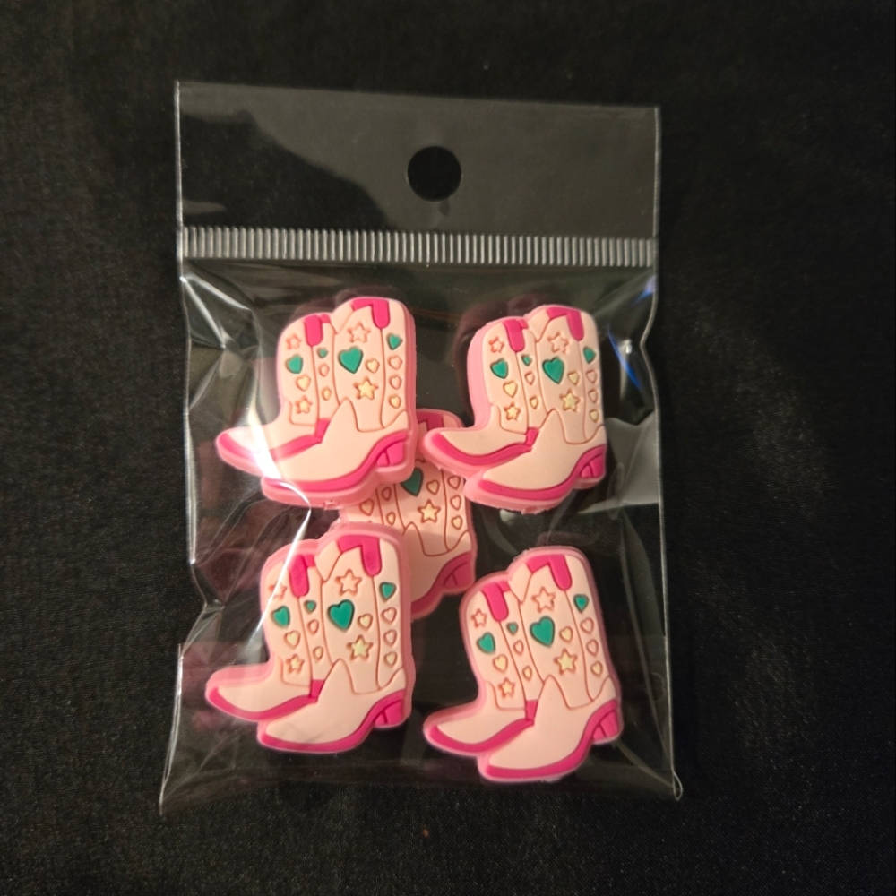 5pc Cowboy Boot Silicone Beads